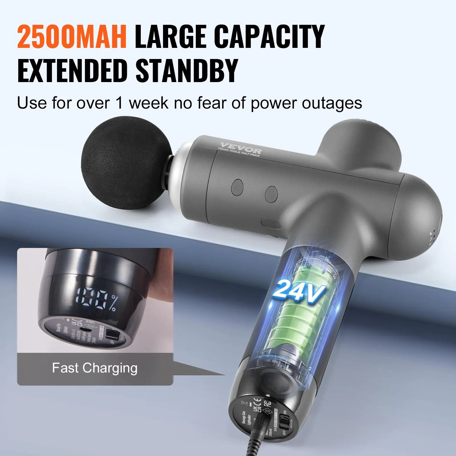 Handheld Deep Tissue Massage Gun with 8 Speeds & 6 Heads