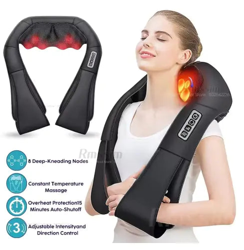 Shiatsu Shoulder Massager with Heat – 3 Speeds & Infrared Therapy