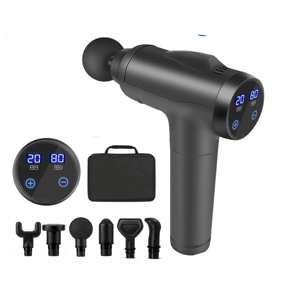 30-Speed Brushless Massage Gun with LCD Display & 6 Heads
