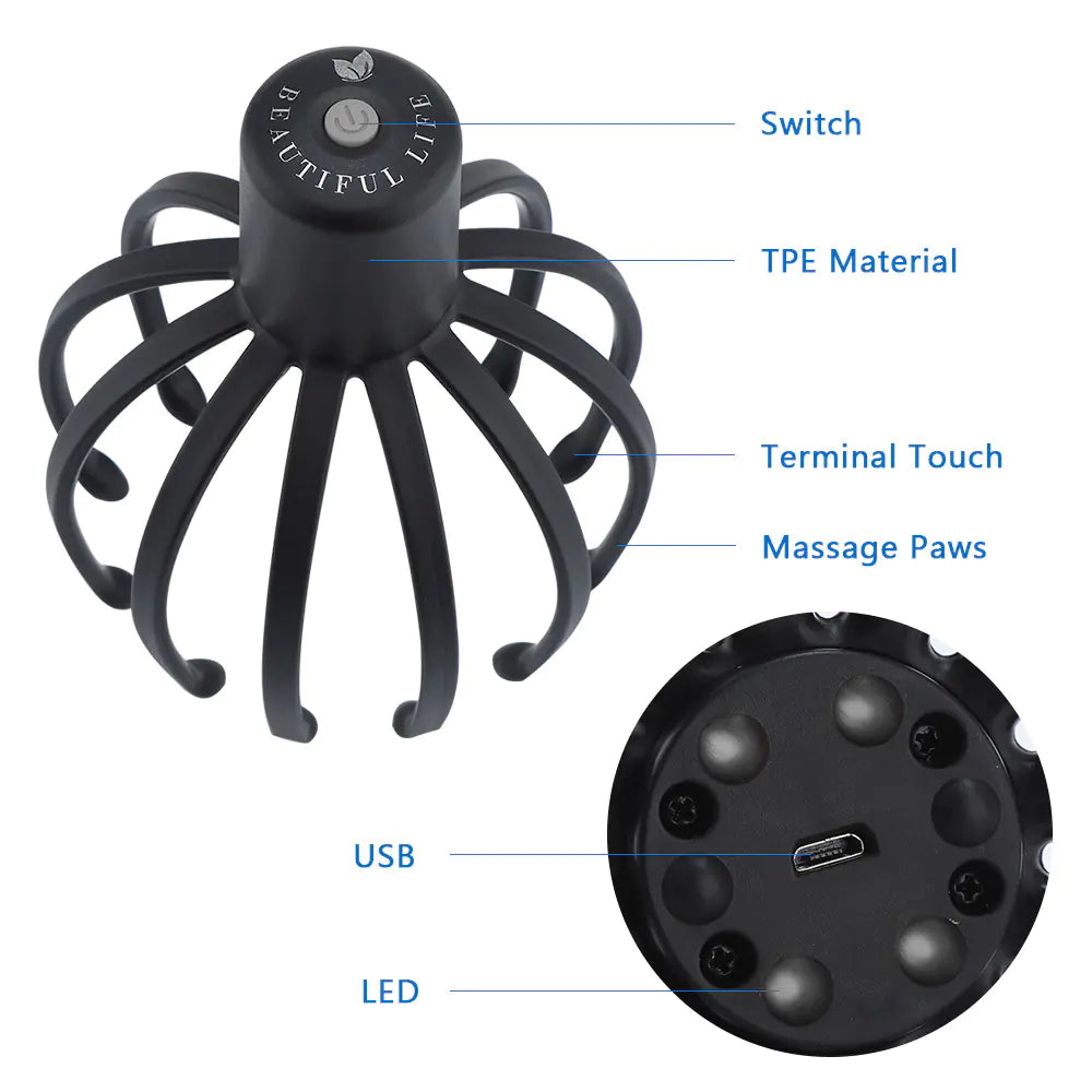 Electric Scalp Massager with 3D Massage Arms & LED Therapy